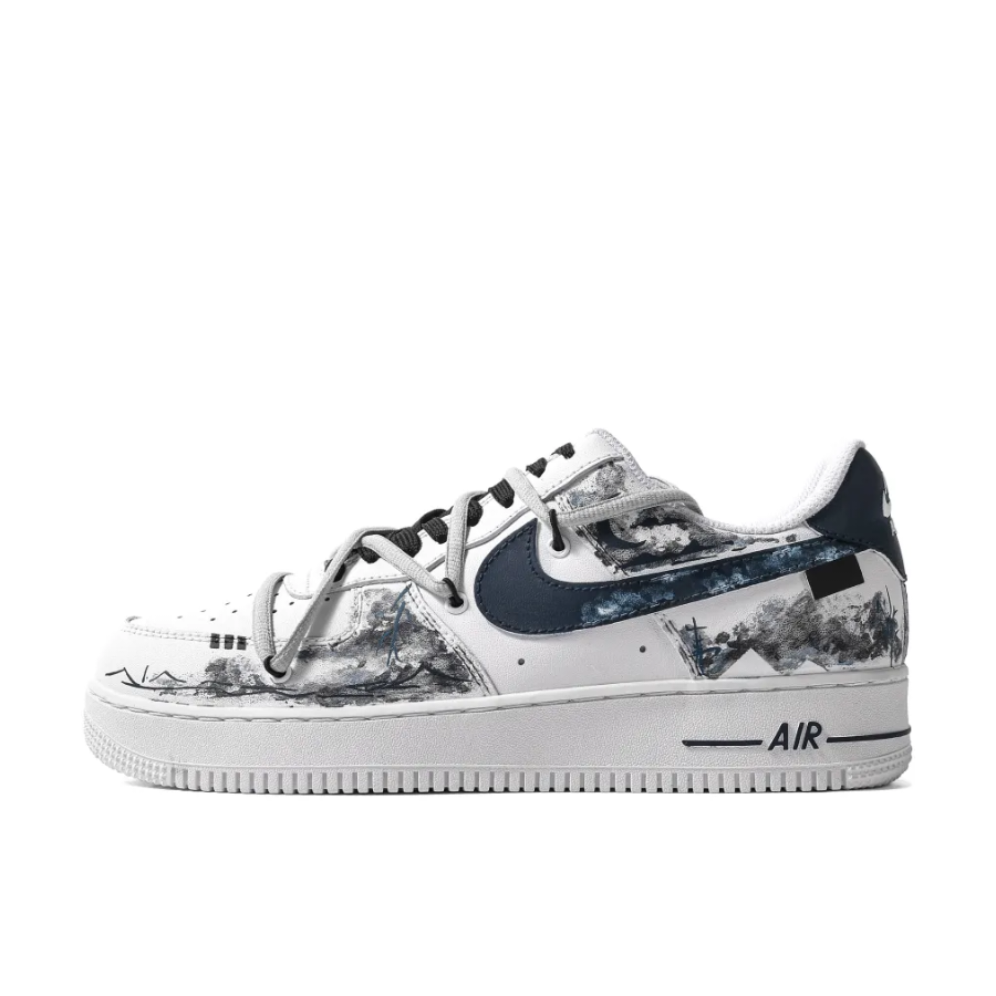 Custom Air Force 1 Low Black White Ink Painting