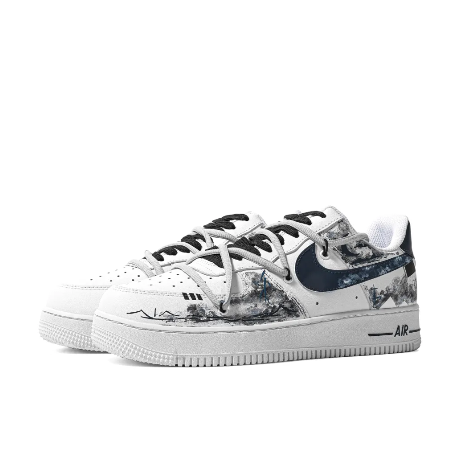 Custom Air Force 1 Low Black White Ink Painting