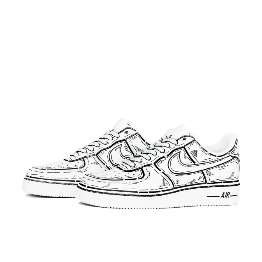 Custom Air Force 1 Low Black Outline