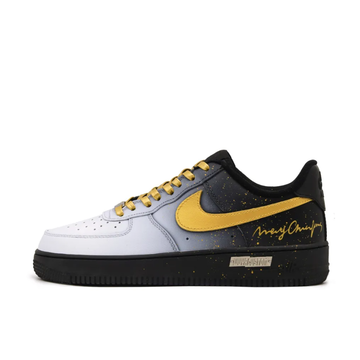 Custom Air Force 1 Low Black White Gradient Yellow Swoosh