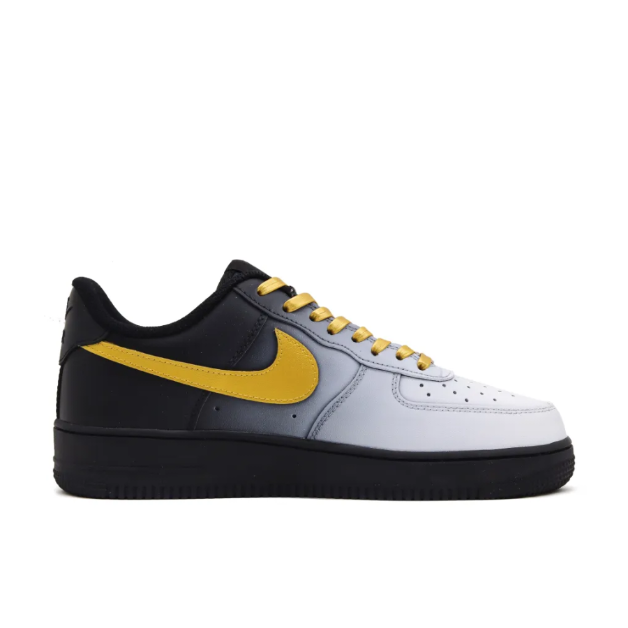 Custom Air Force 1 Low Black White Gradient Yellow Swoosh