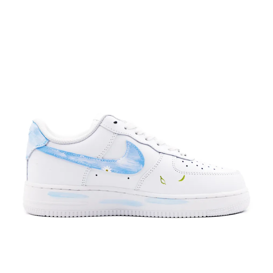 Custom Air Force 1 Low Flower  Green Leaf Blue