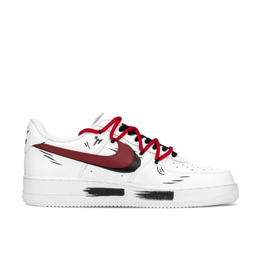 Custom Air Force 1 Low Extra Lace Red Swoosh Shadow Black