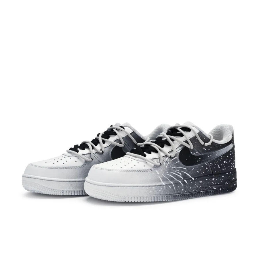 Custom Air Force 1 Low Black White Gradient Spray