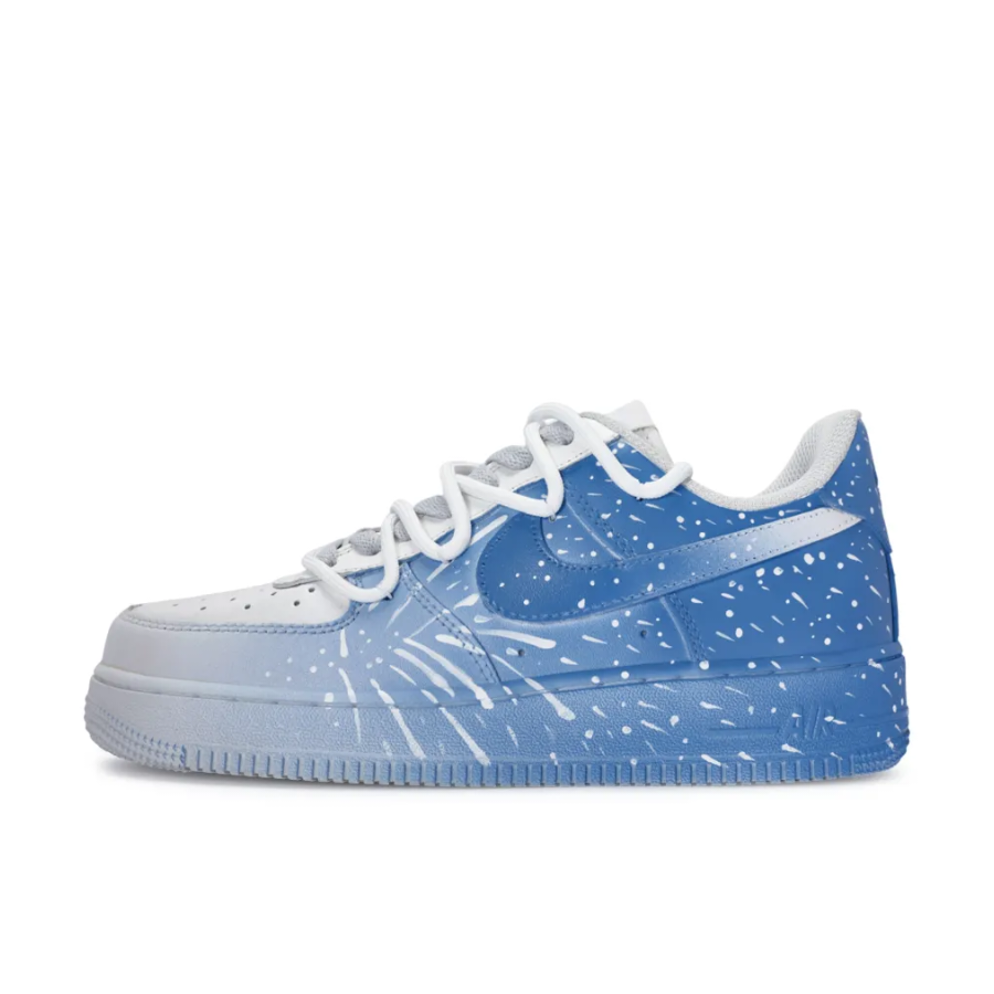 Custom Air Force 1 Low Extra Lace Blue White Gradient Spray