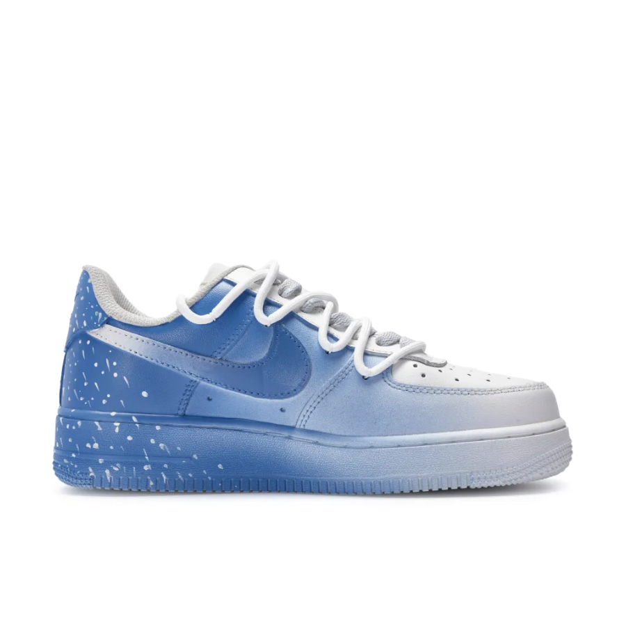 Custom Air Force 1 Low Extra Lace Blue White Gradient Spray