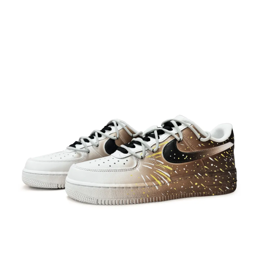 Custom Air Force 1 Low Extra Lace Brown White Gradient Spray