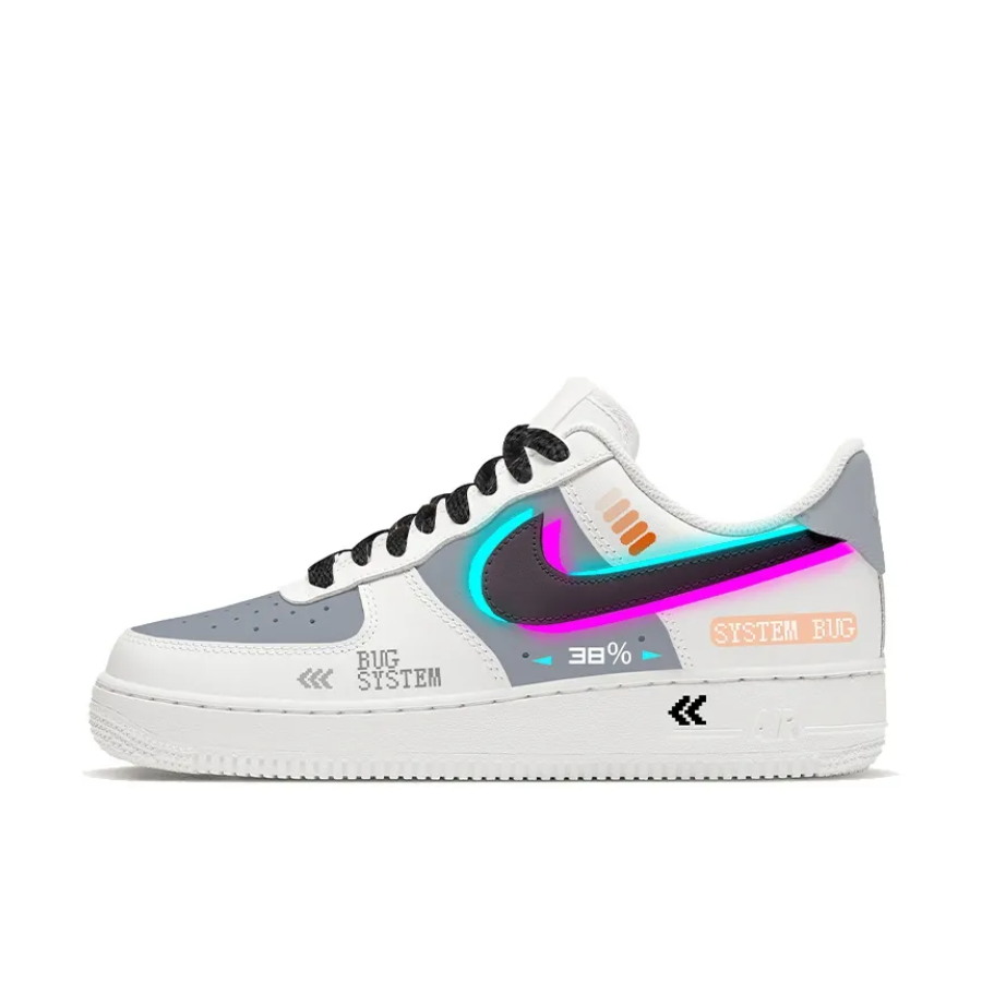 Custom Air Force 1 Low Cyberpunk Gray Black Purple Blue