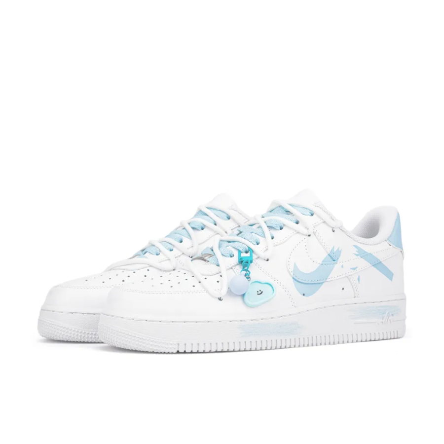 Custom Air Force 1 Low Extra Lace Blue Swoosh