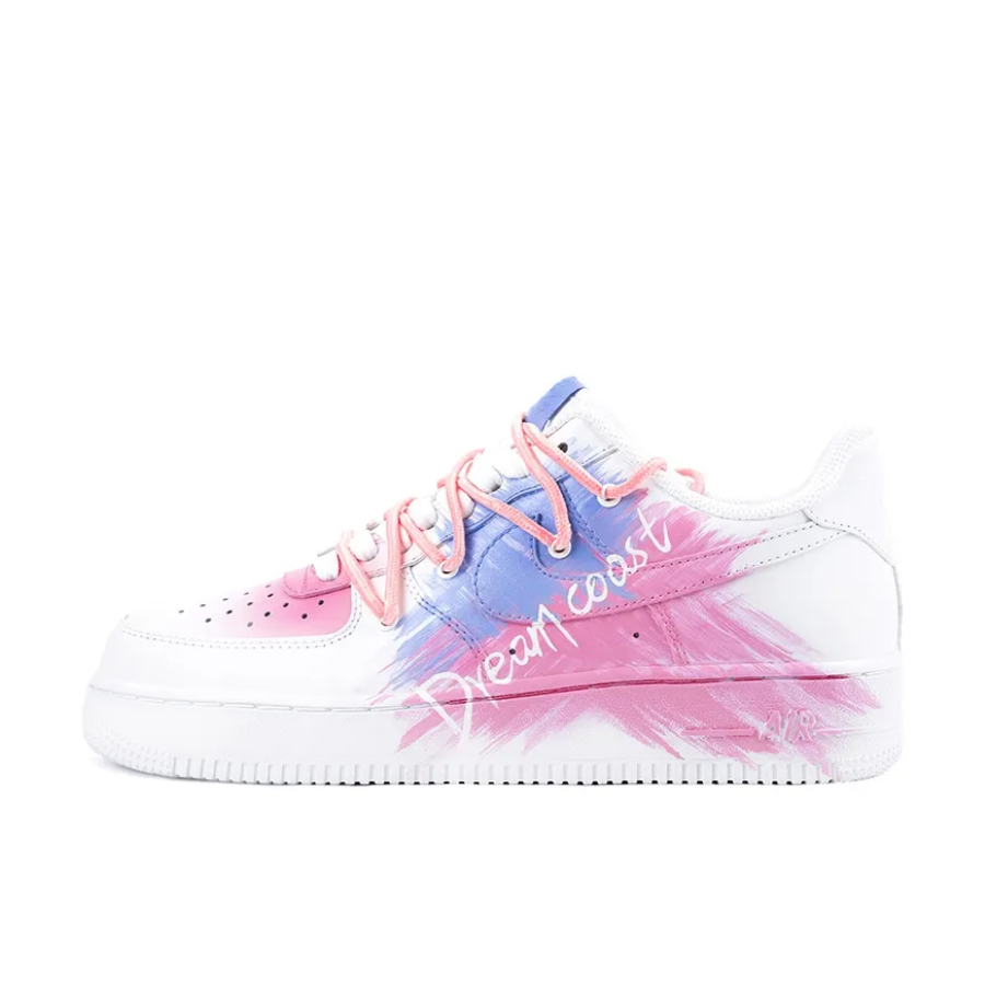 Custom Air Force 1 Low Pink Blue Font