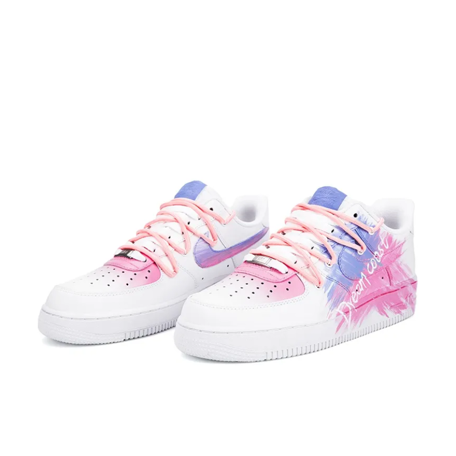 Custom Air Force 1 Low Pink Blue Font