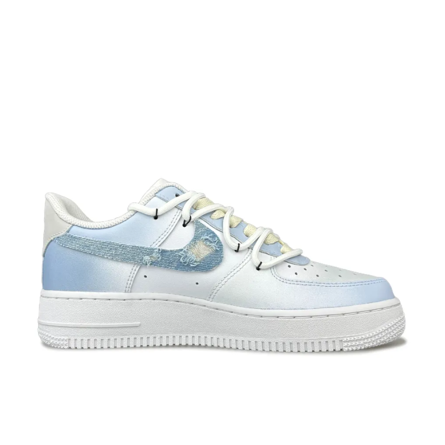 Custom Air Force 1 Low Patch Denim Swoosh Blue