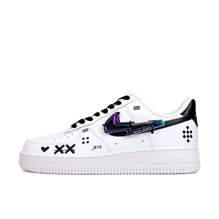 Custom Air Force 1 Low Metal Swoosh Black