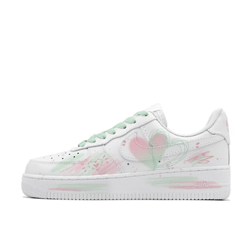 Custom Air Force 1 Low Heart Shape Pink Green