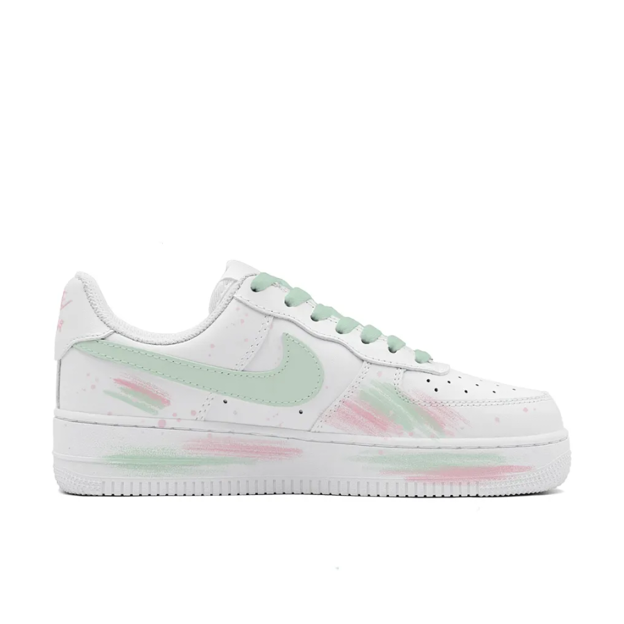 Custom Air Force 1 Low Heart Shape Pink Green