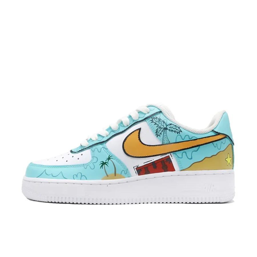 Custom Air Force 1 Low Blue Yellow Coconut Red