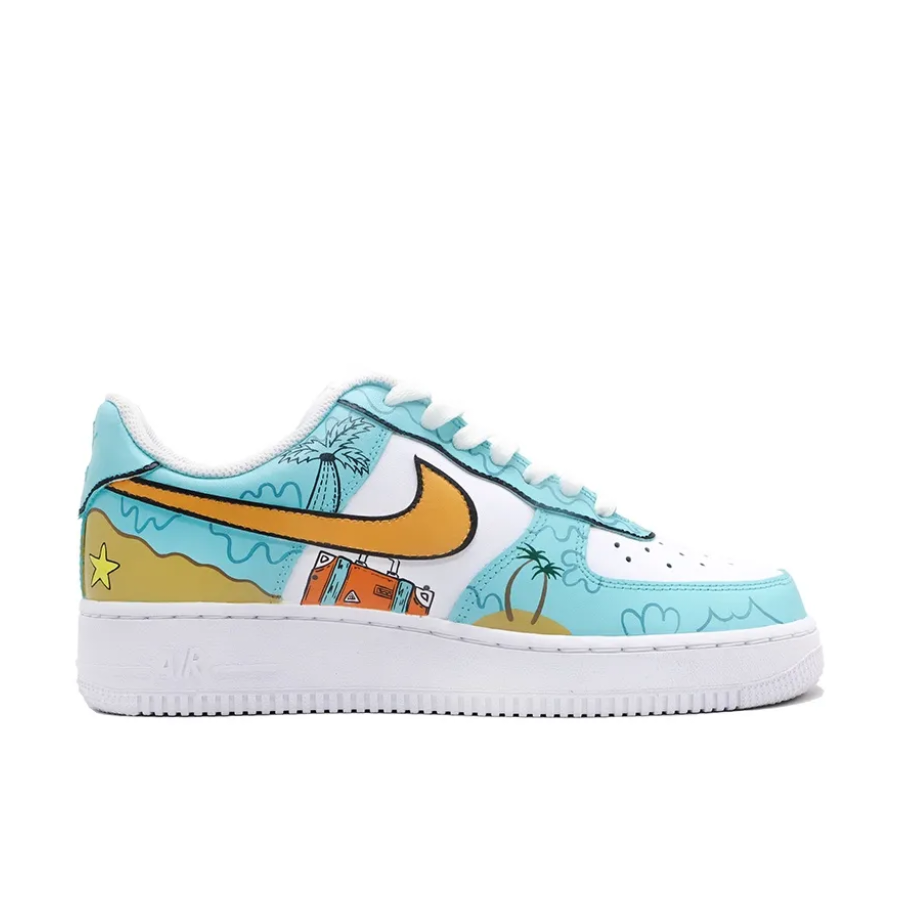 Custom Air Force 1 Low Blue Yellow Coconut Red