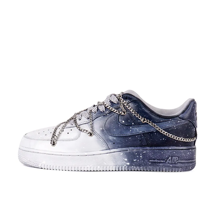 Custom Air Force 1 Low Extra Metal Chain Dark Blue Fade