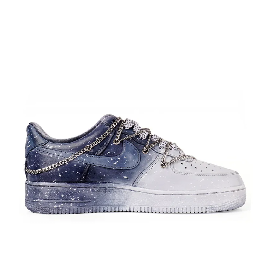 Custom Air Force 1 Low Extra Metal Chain Dark Blue Fade