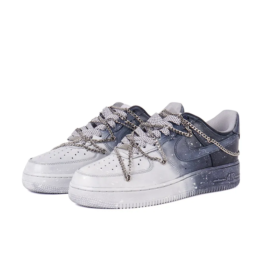 Custom Air Force 1 Low Extra Metal Chain Dark Blue Fade