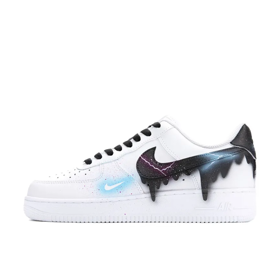 Custom Air Force 1 Low Dripping Swoosh Black Blue