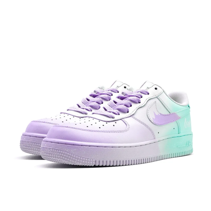 Custom Air Force 1 Low Green Purple Blooming