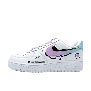 Custom Air Force 1 Low Blue Purple Gradient Swoosh Shadow Black