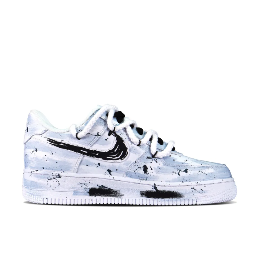 Custom Air Force 1 Low Extra Lace Blue Black Spray