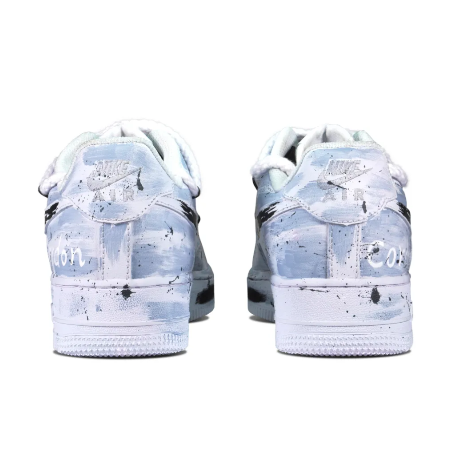 Custom Air Force 1 Low Extra Lace Blue Black Spray