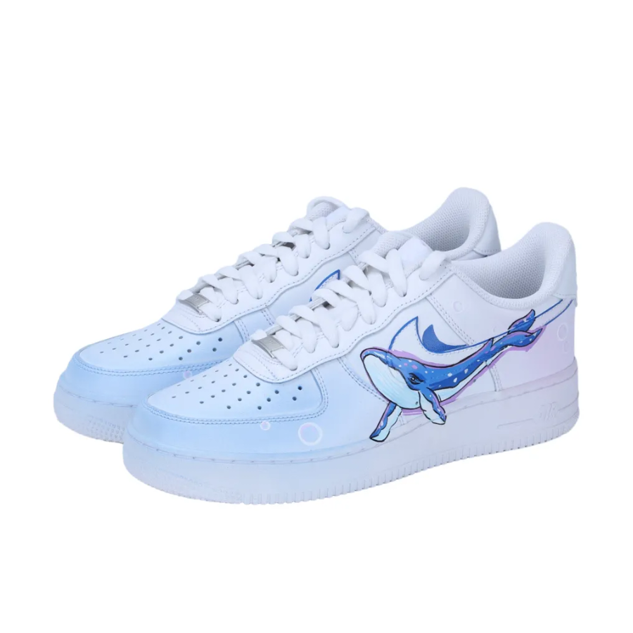 Custom Air Force 1 Low Blue Pink Shark