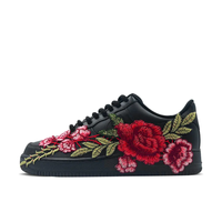 Custom Air Force 1 Low Red Rose Green Leaf Black