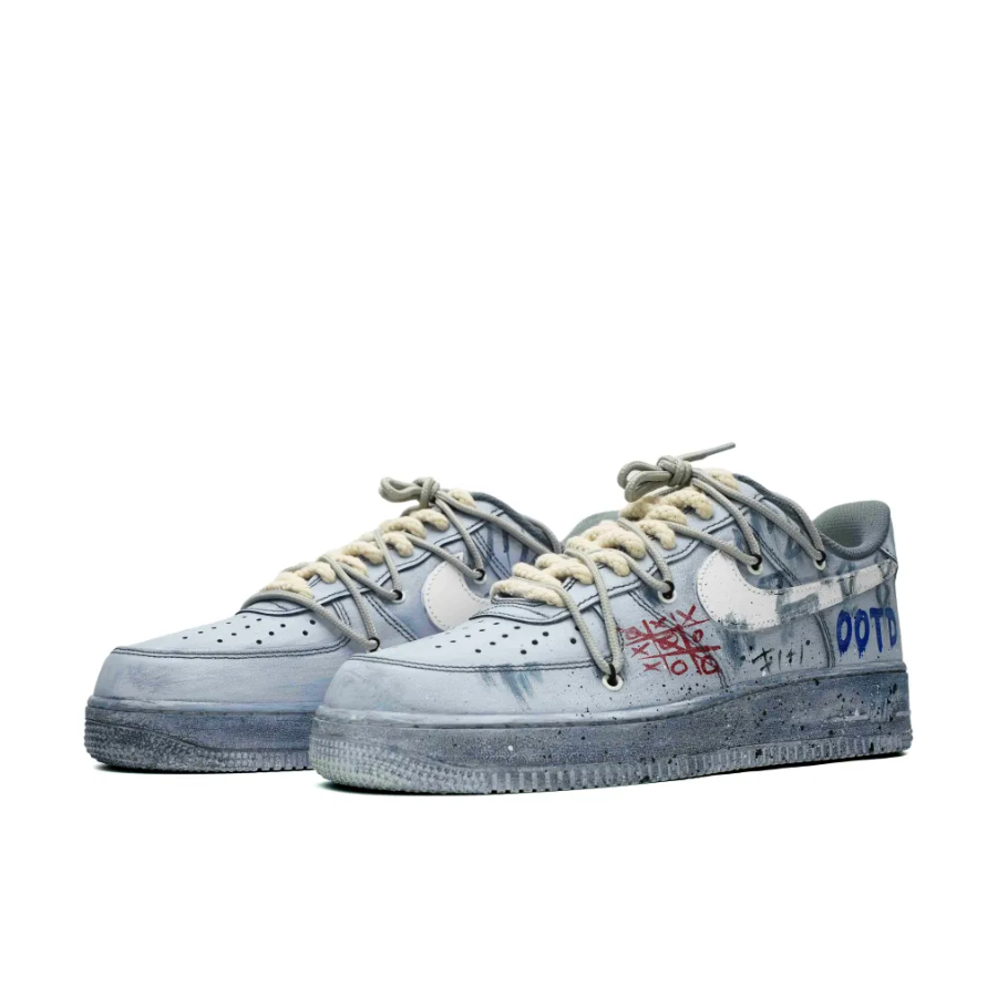 Custom Air Force 1 Low Extra Lace OOTD Gray