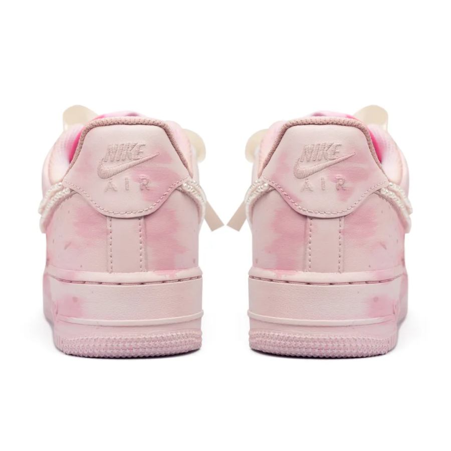 Custom Air Force 1 Low Blooming Pink Thick Lace Pearl