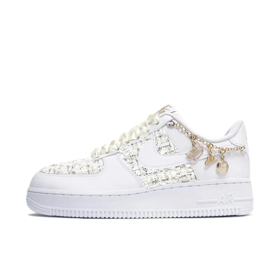 Custom Air Force 1 Low Patch Metal Chain White