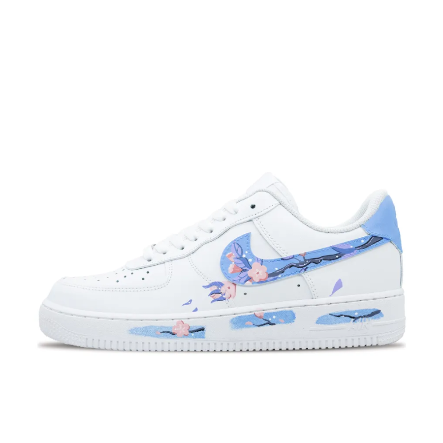 Custom Air Force 1 Low Flower Pattern Pink Blue