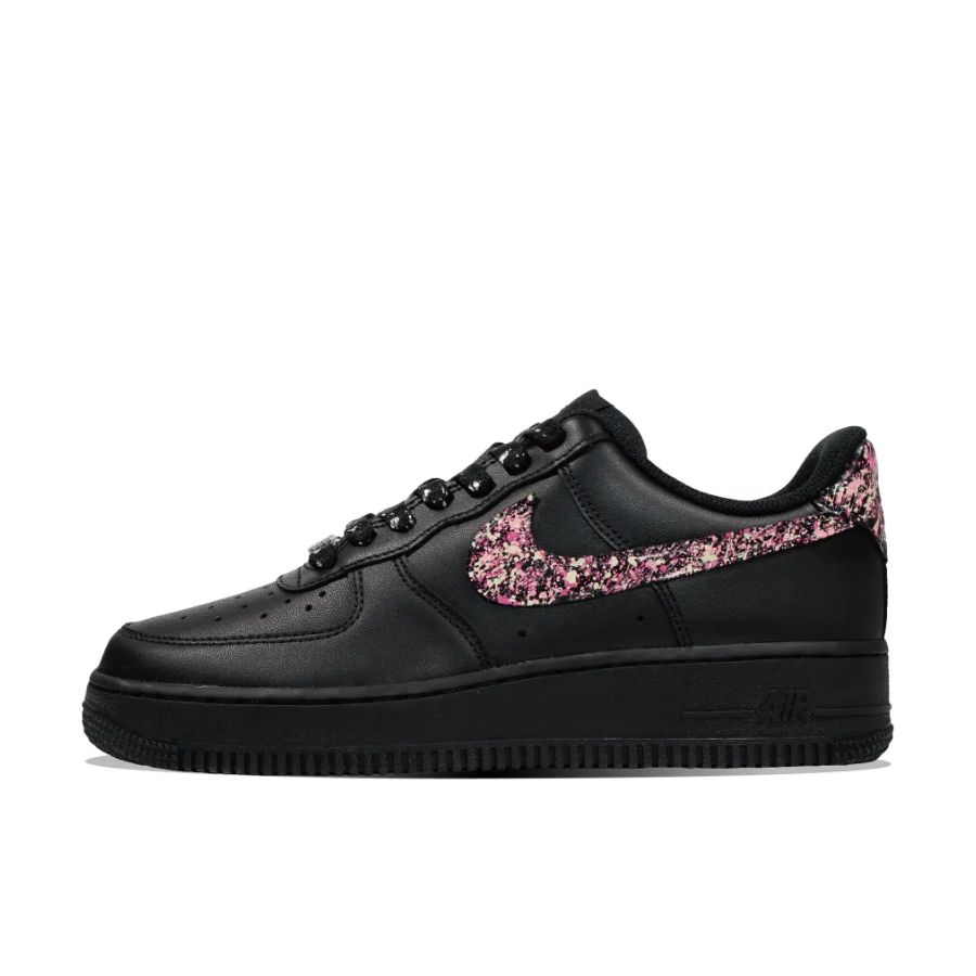 Custom Air Force 1 Low Black Grafitti Pink Swoosh