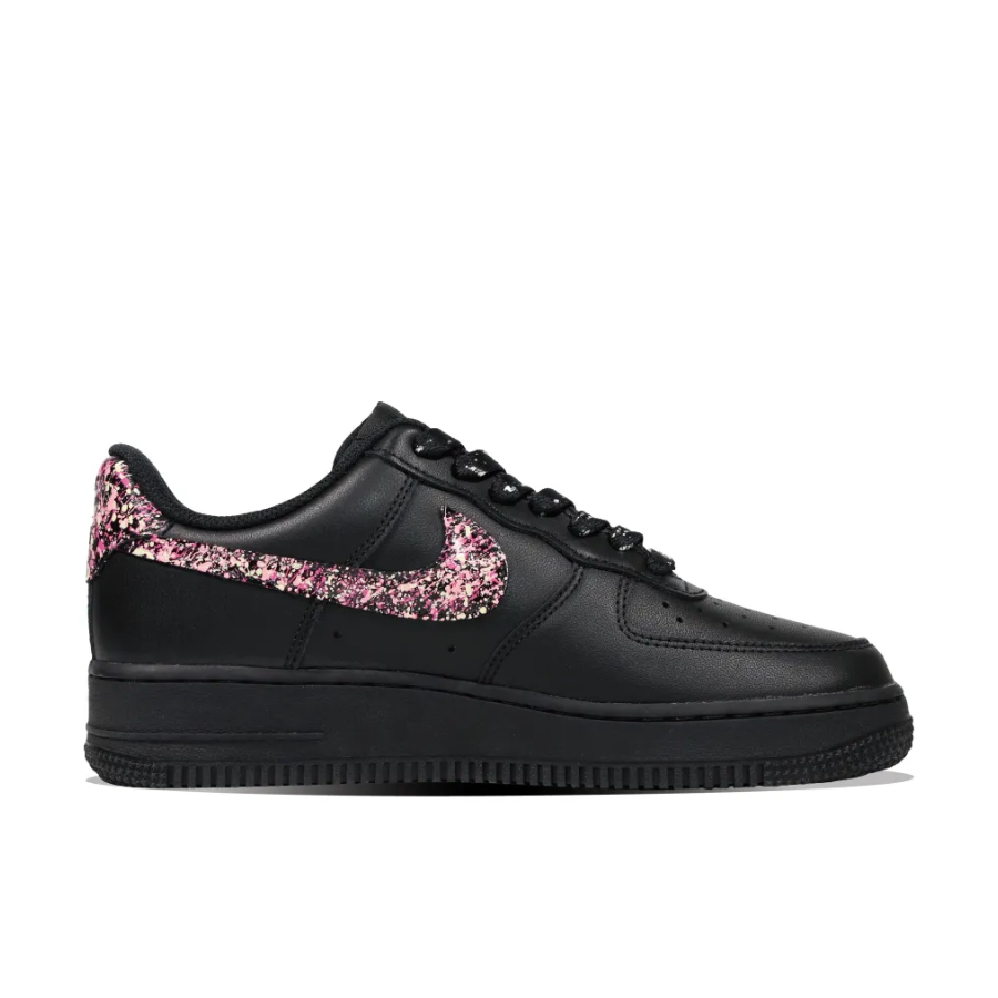 Custom Air Force 1 Low Black Grafitti Pink Swoosh