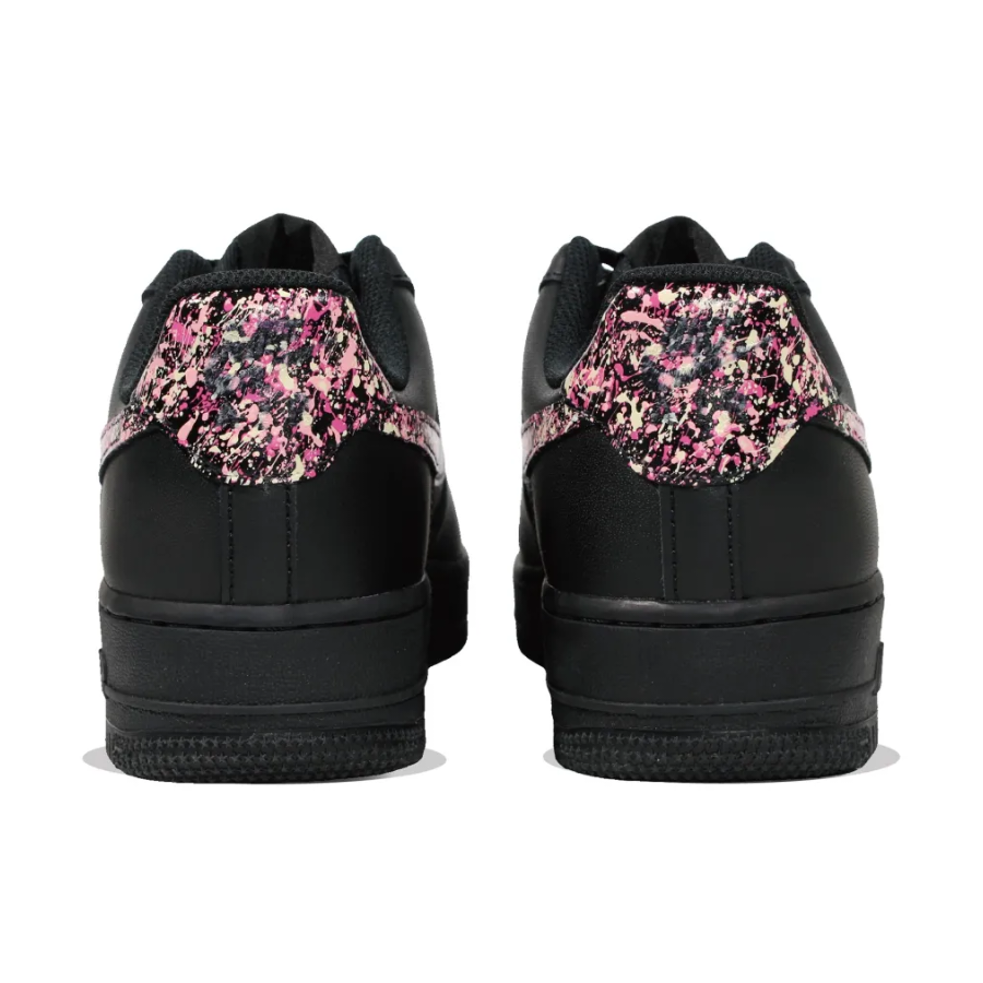 Custom Air Force 1 Low Black Grafitti Pink Swoosh