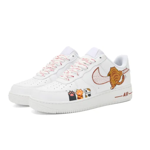 Custom Air Force 1 Low White Yellow Cat