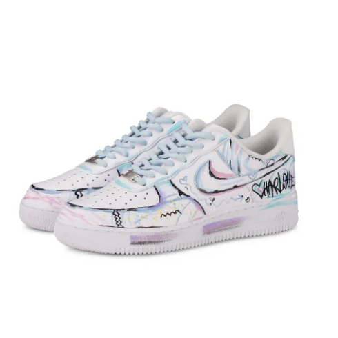 Custom Air Force 1 Low Purple Blue Pink Simple Figure