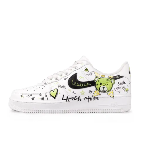 Custom Air Force 1 Low Simple Figure Green Bear Black