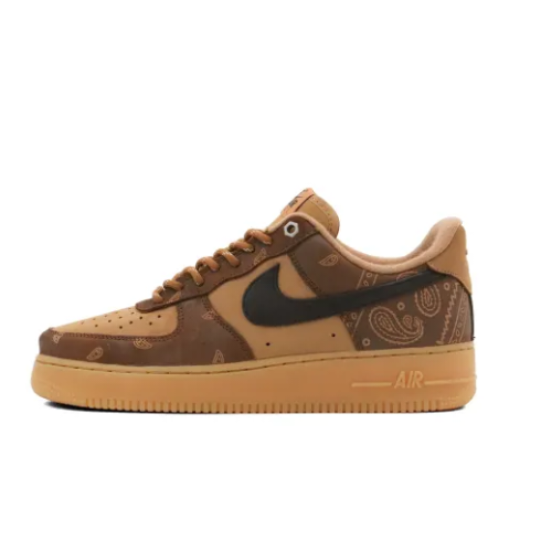 Custom Air Force 1 Low Khaki Flower Pattern Black Swoosh