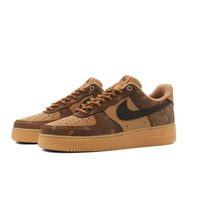 Custom Air Force 1 Low Khaki Flower Pattern Black Swoosh