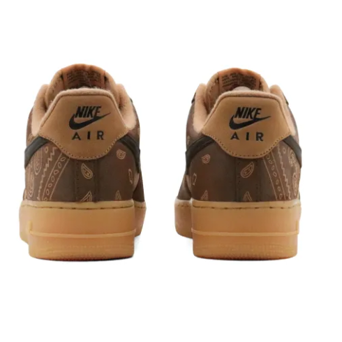 Custom Air Force 1 Low Khaki Flower Pattern Black Swoosh