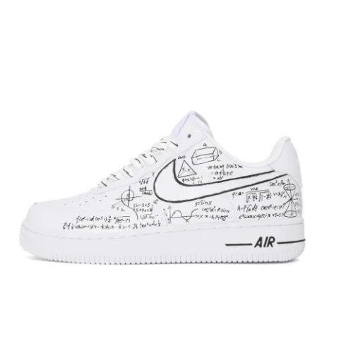 Custom Air Force 1 Low Mathematical Formula Font Black White