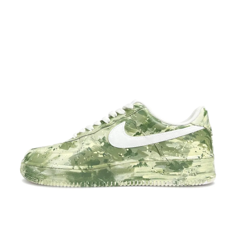 Custom Air Force 1 Low Dark Light Green Graffiti