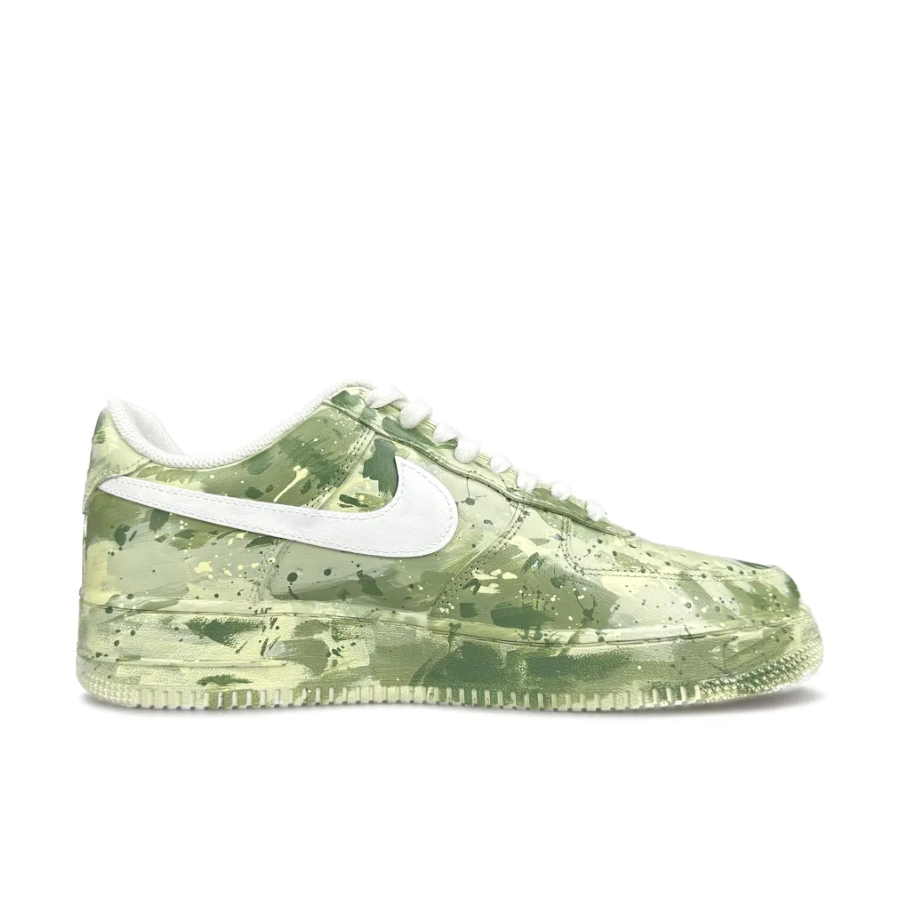 Custom Air Force 1 Low Dark Light Green Graffiti