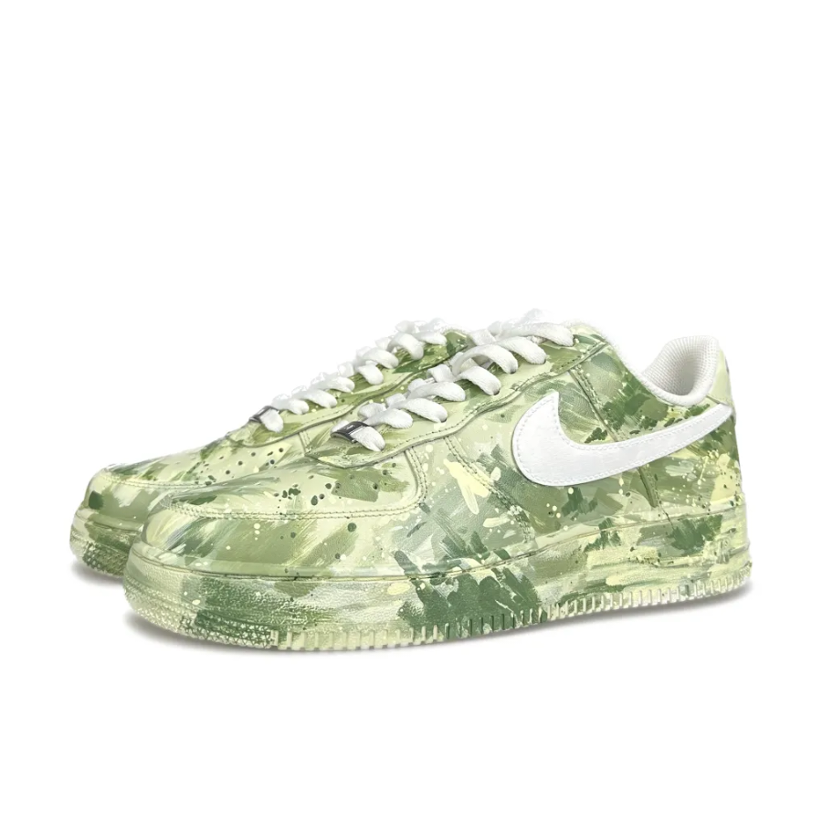 Custom Air Force 1 Low Dark Light Green Graffiti