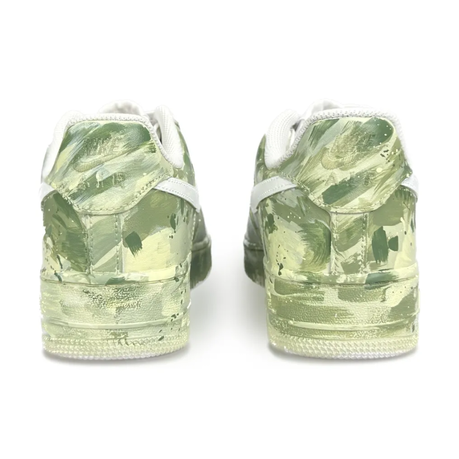 Custom Air Force 1 Low Dark Light Green Graffiti