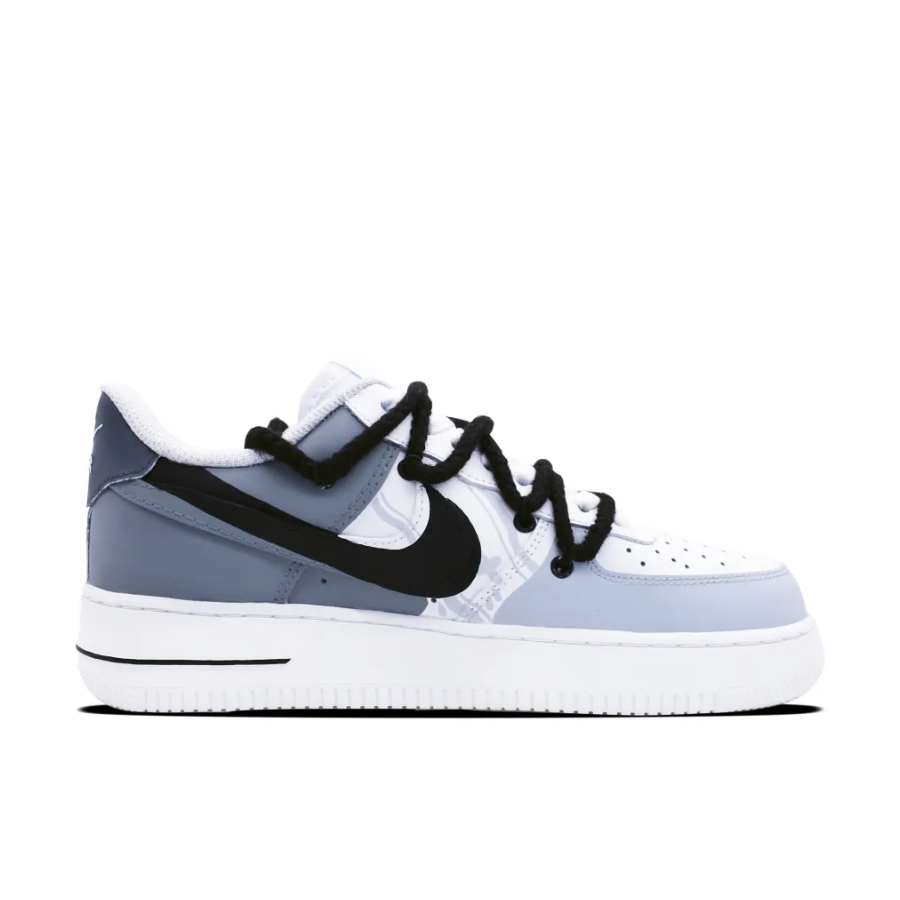 Custom Air Force 1 Low Extra Lace Gray Black Blue